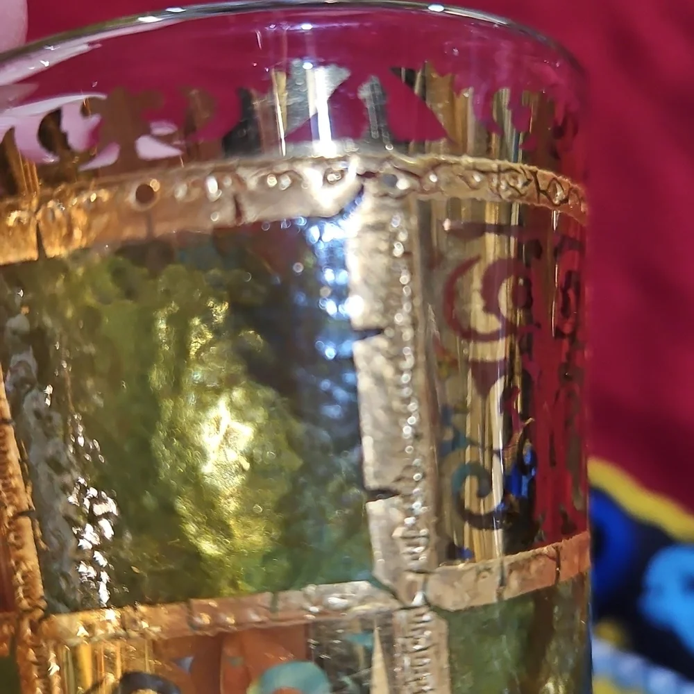 Culver Prado Shot Glasses 22k Gold “Stained Glass
